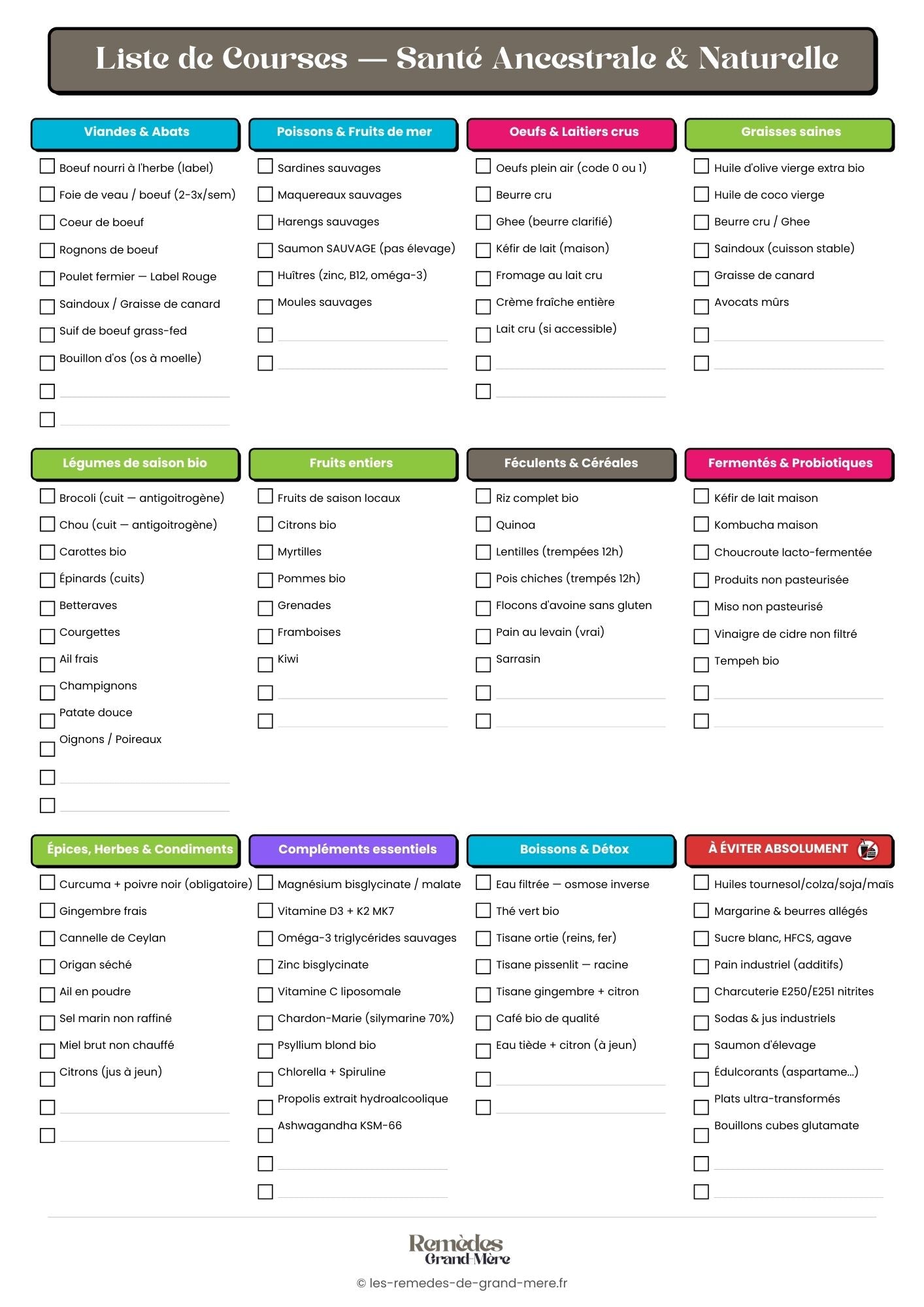 Liste de Course de Grand-Mère